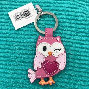 NWT Coach Leather Love Owl Key FOB